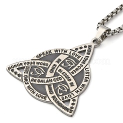 201 ожерелье с подвеской в виде тройного узла из нержавеющей стали&nbsp;NJEW-S007-04P