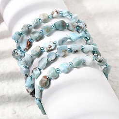 Braccialetti elasticizzati con pepite di larimar naturale&nbsp;GG-CBAAAA7-01