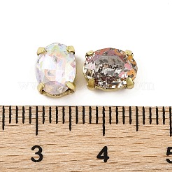 縫い付けラインストーン  ガラスクリスタルラインストーンマルチ連リンク  真鍮製爪付き台座付き  衣料品アクセサリー  多面カット  オーバル  ゴールドカラー  8x6x4mm  穴：0.6mm&nbsp;EGLA-F162-08G-01