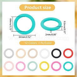 12шт 12-х цветные кольцевые силиконовые бусины SIL-PH0001-21