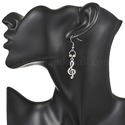 Серьги-подвески из сплава в тибетском стиле с музыкальными нотами EJEW-JE06773