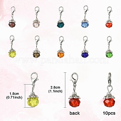 10 шт. 10-х цветная подвеска из стекла и сплава в форме капли&nbsp;HJEW-YW00037