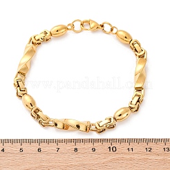 201 браслет из нержавеющей стали с овальными и прямоугольными звеньями BJEW-B078-171G