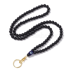 Круглые силиконовые и смоляные бусины сглаза имя карточка ожерелье шнурок NJEW-JN05095-01