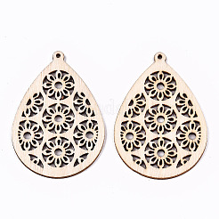 Неокрашенные натуральные полые деревянные большие подвески X-WOOD-N007-114