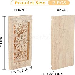 Artisanat d'applique onlay sculpté en bois massif naturel&nbsp;WOOD-FH0001-11