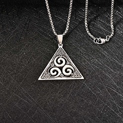 201 Edelstahl-Halsketten mit Wikingerknoten-Triskelion-Anhänger für Herren&nbsp;WGED209-01