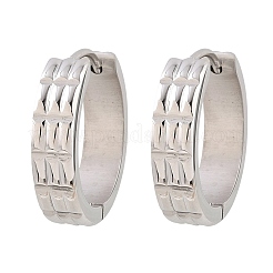 Boucles d'oreilles créoles texturées en acier inoxydable 304&nbsp;EJEW-L307-09P-01