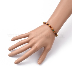 ストレッチビーズブレスレット  木製ビーズと天然瑪瑙ビーズ付き  内径：2-1/4インチ（5.6cm）&nbsp;BJEW-JB05418-05