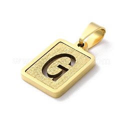 304ステンレススチールアルファベットペンダント  18KGP本金メッキ  長方形のチャーム  文字g  17.5x12x2mm  穴：7.5x3.5mm&nbsp;STAS-S152-01G-G