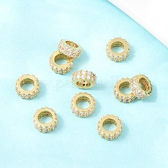 Латунные микро проложить кубического циркония бусы плоский круглый распорку&nbsp;ZIRC-D026-07G