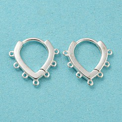 ハート 925 スターリングシルバー フープ イヤリングパーツ  水平ループ付き  銀  20ゲージ  14.5x13.5x2mm  穴：0.8mm  ピン：0.8mm&nbsp;STER-Z004-01