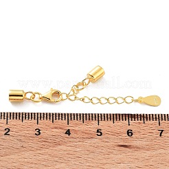 スターリングシルバーカーブチェーンエクステンダー925個  カニカンとコードエンドを備えたエンドチェーン  ティアドロップチェーンタブ  s925スタンプあり  18KGP本金メッキ  27.5mm&nbsp;STER-G039-02A-G