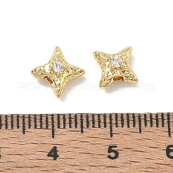 真鍮マイクロペーブクリアキュービックジルコニアビーズ  槌で打たれた星  18KGP本金メッキ  9.5x9.5x5mm  穴：1.6mm&nbsp;CU-CBA91C0-02G