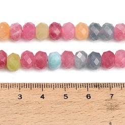 ファセットカットされた染色済みの天然白翡翠ビーズの連  ロンデル  ミックスカラー  8x5.5~6mm  穴：1mm  約64~66個/連  14.76~15.16''（37.5~38.5センチメートル）&nbsp;GG-CBAE966-01A-I
