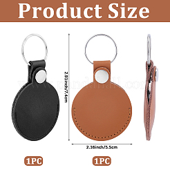 2 шт. 2-цветные плоские круглые кожаные брелки-чехлы для фотокарт&nbsp;AJEW-CL0002-43
