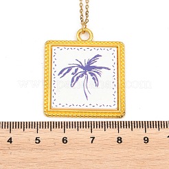 Collar con colgante de cocotero acrílico de aleación con temática oceánica&nbsp;NJEW-F369-01E