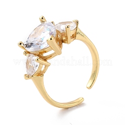 Кольцо-манжета со сверкающим сердцем из кубического циркония на день святого валентина&nbsp;RJEW-C017-06G-01-RS