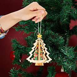 9 pièces 3 styles ornements de formes mélangées de noël en bois&nbsp;DIY-SZ0003-41