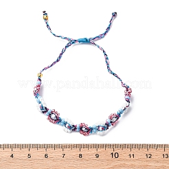 Браслеты из бисера и цветочных стеклянных бус для женщин BJEW-F493-10B