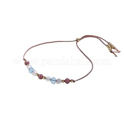 Браслеты-слайдеры из натуральных драгоценных камней и латунных бусин&nbsp;IH0971