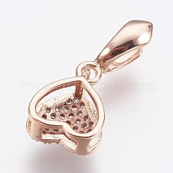 真鍮マイクロパヴェキュービックジルコニアアイスピックピンチベイル  ハート  ローズゴールド  23x10x6mm  穴：2.5mm  インナー：6mm  ピン：1mm&nbsp;ZIRC-F084-56RG