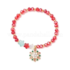 Браслеты с подвесками в виде снежинок из сплава и эмали на рождественскую тематику BJEW-MZ00190-01