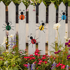 5шт 5 стиля железная божья коровка настенное украшение DJEW-GL0001-04