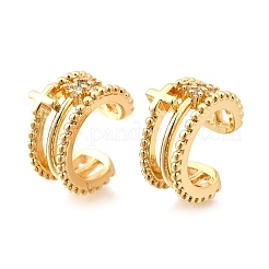 Латунные серьги-манжеты из прозрачного кубического циркония&nbsp;EJEW-F370-36G