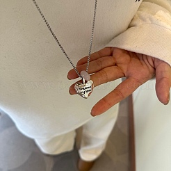 Colliers pour femmes composés d'une perle rondelle en quartz rose naturel et d'un pendentif cœur en alliage&nbsp;WG862D8-01