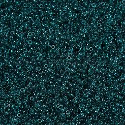 MIYUKIラウンドロカイユビーズ  日本製シードビーズ  （rr2406)透明なダークティール  15/0  1.5mm  穴：0.7mm  約27777個/50g&nbsp;SEED-X0056-RR2406
