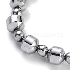 Collane di perline rotonde e a tamburo in ematite sintetica elettroplaccata non magnetica&nbsp;G-P545-E01-P