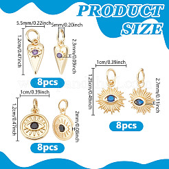 24 шт. 3 стиля латунные подвески с микропаве и кубическим цирконием KK-NB0003-95