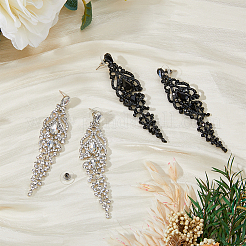 2 пара двухцветных сережек-гвоздиков с цветочным узором из стразов EJEW-FI0002-43