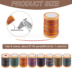 8 Rolle 8 Farben 12-lagige Polyesterfadenschnur&nbsp;DIY-SP0003-80A