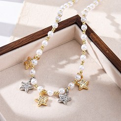 Ожерелья из латунных бусин с микропаве из прозрачного кубического циркония NJEW-Z059-05PG-02