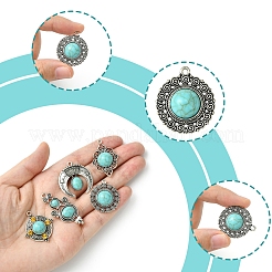 12 шт. 6 стиля тибетский стиль сплав паве имитация бирюзы подвески FIND-FS0002-81