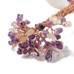 Améthyste naturelle avec éclats de citrine et décorations d'affichage de piédestal en cristal de quartz naturel&nbsp;DJEW-G027-12RG-01
