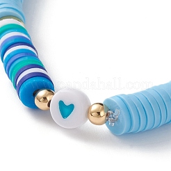 Bracelets extensibles de perles heishi en argile polymère&nbsp;BJEW-JB05708-04