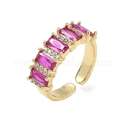 Bagues ouvertes en laiton avec micro pavé de zircones cubiques pour femmes&nbsp;RJEW-L343-16G-02