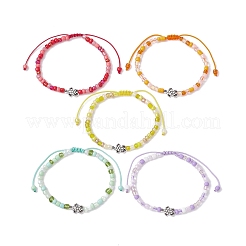 Браслет из сплава черепахи и стеклянных семян BJEW-JB09750