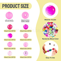 160 Stück 8 Stile gemischte Acrylperlen&nbsp;FACR-TA0001-13