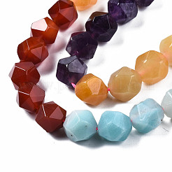 Тема чакры натуральный тигровый глаз и розовый кварц и аметист и топаз нефрит и красный агат и амазонит и содалит бусины нити G-S376-002C