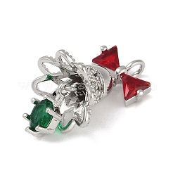 Рождественские тематические латунные подвески с микропаве и кубическим цирконием&nbsp;LS-KK-Z065-03P