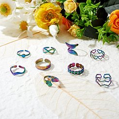 9 шт. 9 стиля 304 нержавеющая сталь манжеты рука & бесконечность & сердце & луна RJEW-SZ0001-19