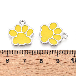 合金エナメルチャーム  カドミウムフリー＆鉛フリー  犬の足跡  プラチナ  ゴールド  17.5x16x1.5mm  穴：2mm&nbsp;ENAM-YW0006-01P-03
