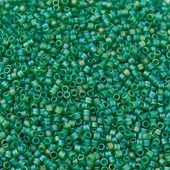 MIYUKIデリカビーズ小  シリンダー  日本製シードビーズ  15/0  （dbs0858)マット透明な緑のab  1.1x1.3mm  穴：0.7mm  約35000個/袋  100 G /袋&nbsp;SEED-J020-DBS0858