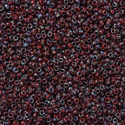 MIYUKIラウンドロカイユビーズ  日本製シードビーズ  （rr4521) 不透明ダークレッドピカソ  11/0  2x1.3mm  穴：0.8mm  約1100PCS /ボトル  10 G /ボトル&nbsp;SEED-JP0008-RR4521