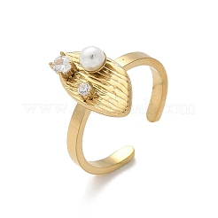 Кольца-манжеты из нержавеющей стали 304 с кубическим цирконием для женщин RJEW-D302-02G-07