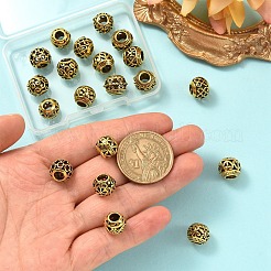 20個10スタイルチベットスタイル合金ヨーロピアンビーズ  大穴ビーズ  中空rondelle  アンティーク黄金  10~12x8.5~9mm  穴：4.5~5mm  2個/スタイル&nbsp;FIND-YW0013-03